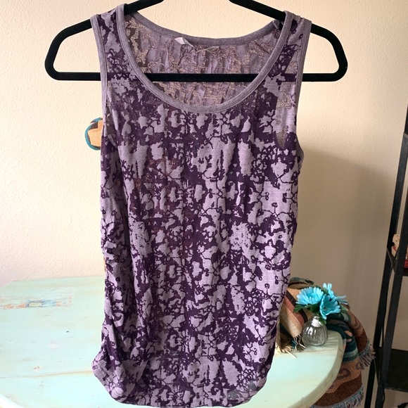 Athleta Tops - Athleta Sheer Purple Tank Ruched Sides